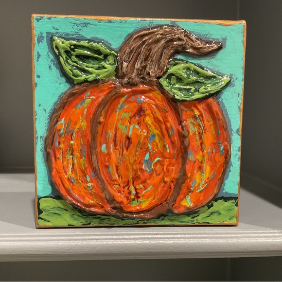 🔴TEXTURED PUMPKIN PAINTING🔴ORIGINAL ART🔴 - Picture 3 of 7